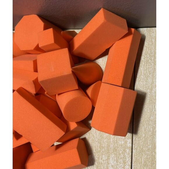 Geometric Learning Math Manipulative Larger Soft Foam 3D Shapes 42 Orange pieces - Picture 3 of 6